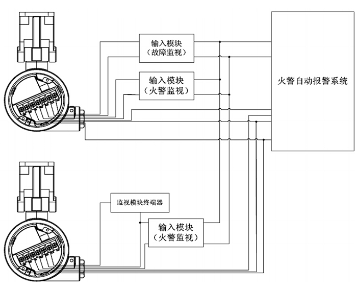 军巡铺品牌点型红外火焰探测器接线方式